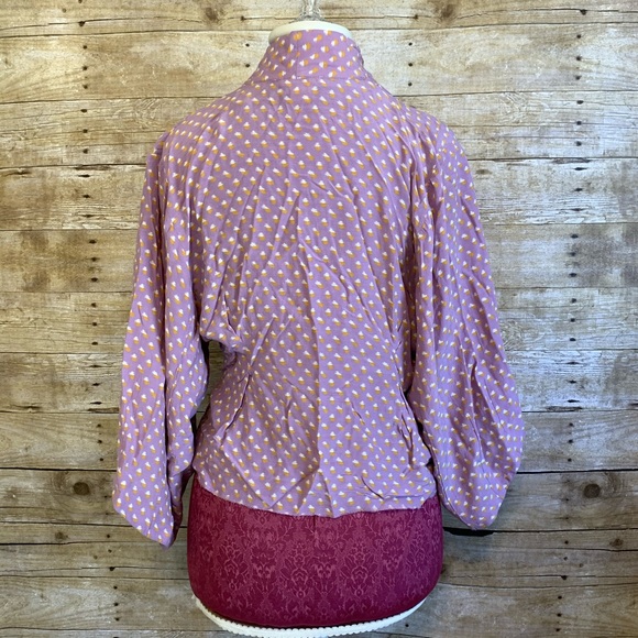 H&M lilac wide sleeve wrap blouse Sz 10 - Picture 2 of 5